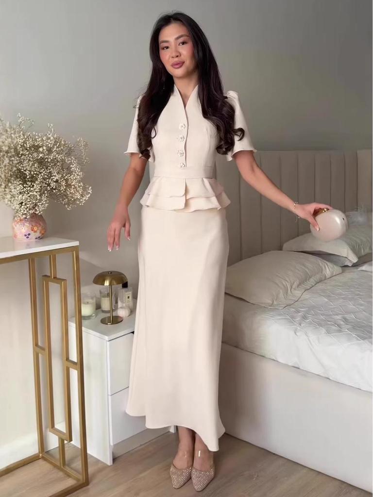 Women's 2026 Elegant Cardigan Short-Sleeve Top and Long Skirt Set