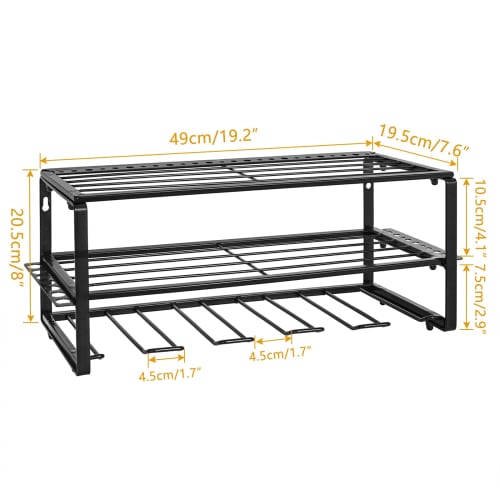 Rxakuded Wall-Mounted Tool Storage, 3-Tier Tool Shelf, Power Tool Storage Rack, Iron, Multifunctional Wall-Mounted Style Tool Rack, 49cm Long, 20cm Wi