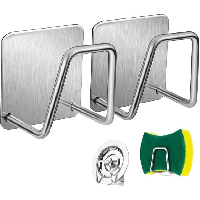 ESINAM 2Pcs Sponge Holders for Kitchen Sink, Strong Adhesive Small Sponge Holder, Premium Rustproof & Waterproof Kitchen Sink Caddy - Minimal Size - 2.89 ounces