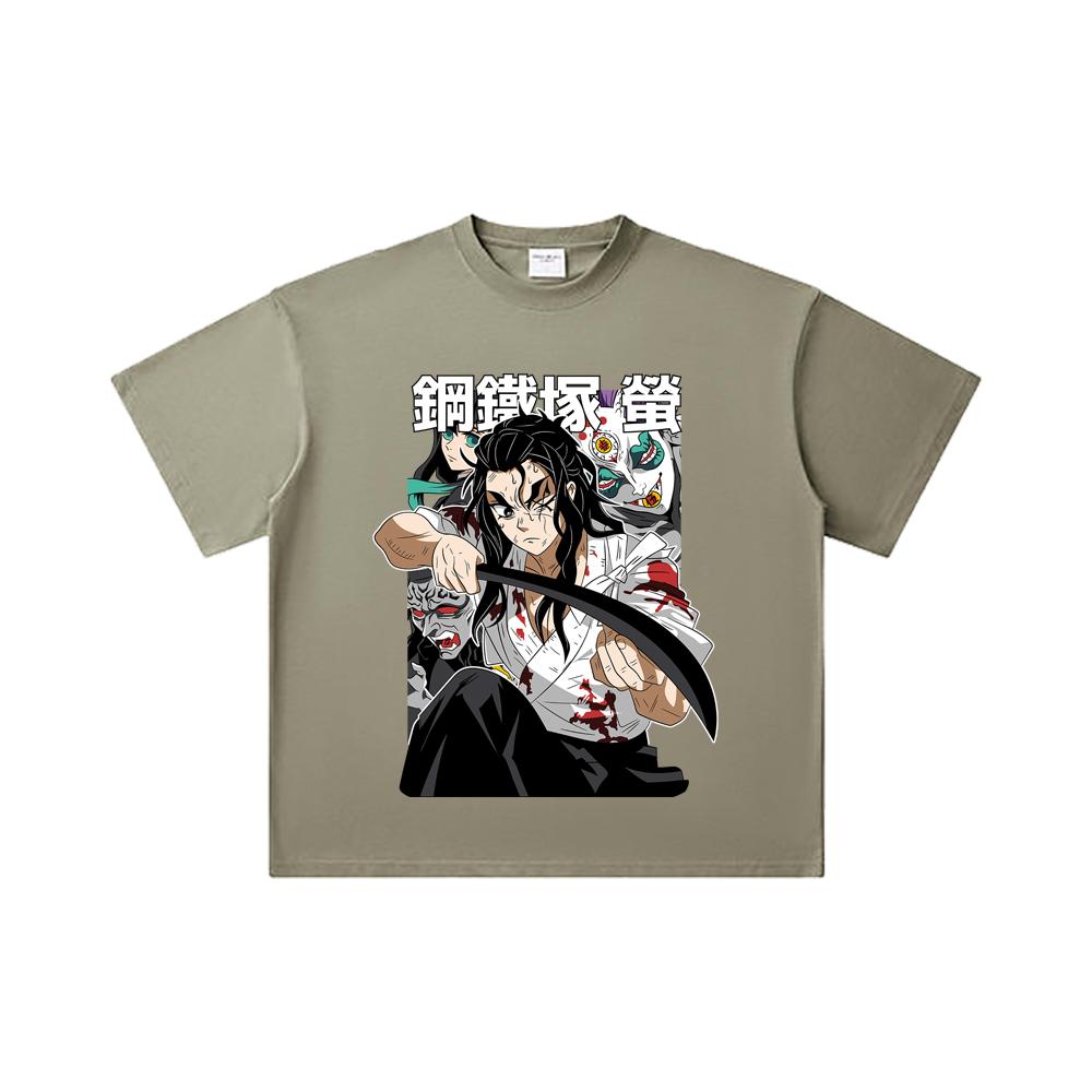 260 GSM Double Yarn 32 Count 100% Cotton Demon Slayer V27 Haganezuka Print Unisex Heavy Cotton T Shirt