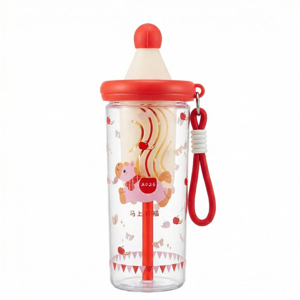 Large capacity summer portable straw cup girl cute cartoon cup