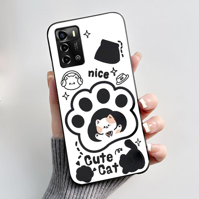 Pouzdro Pro ZTE Blade A72 4G V40 Vita Kryt na telefon Plášť Estetické Roztomilá Kočka Astronaut Móda Matně Černé Ochranné Měkké TPU Kryt
