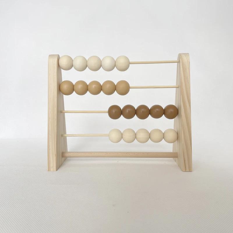 Nordic Wooden Abacus for Kids, Natural Wood Educational Math Toy, Montessori Counting Abacus for Toddlers, Nursery Room Decor