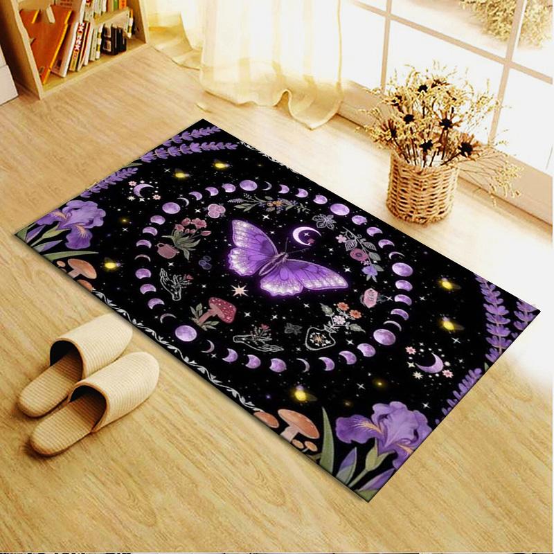 Butterfly Moon Mushroom Carpet Rug for Living Room Bedroom Home Sofa Decoration,Kids Play Non-slip Floor Mat