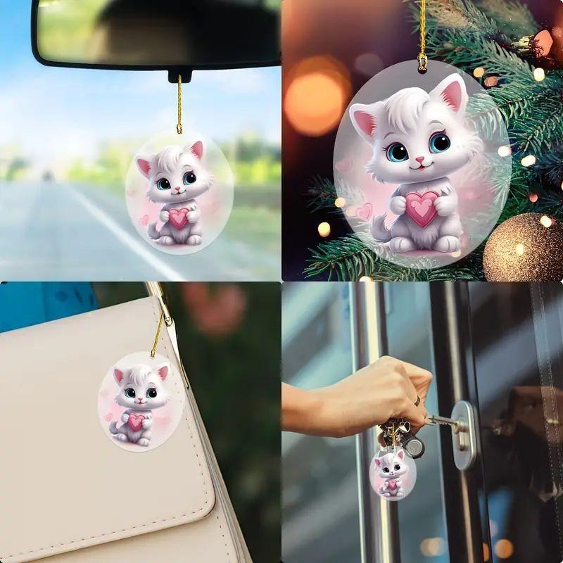 Acrylic Whimsical Bunny Car Charm With Heart Design For Fun And Stylish Decoration Auto