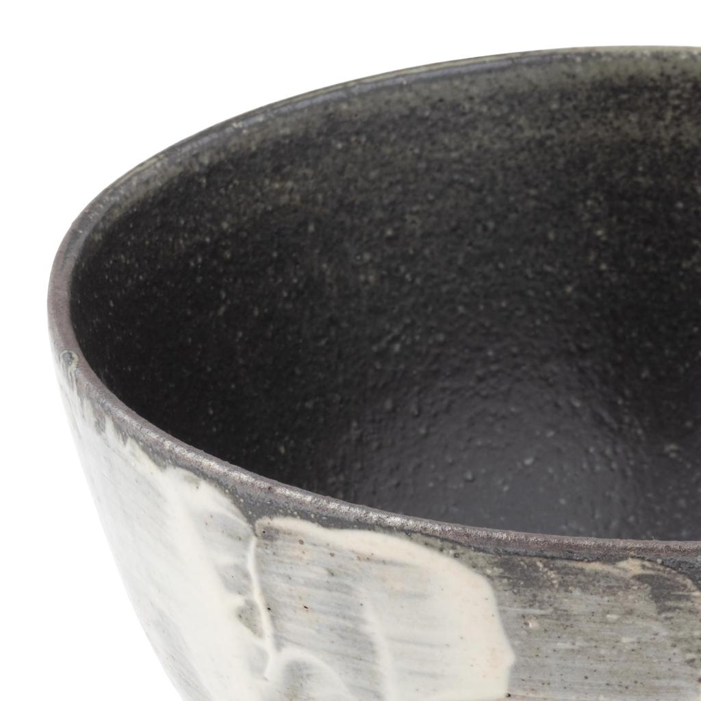 Marui Pottery Shigaraki Ware Hechimon Donburi Schale, ca.. 900ml Fassungsvermögen, Weißes Wellenmuster, Schwarz, MR-3-4594