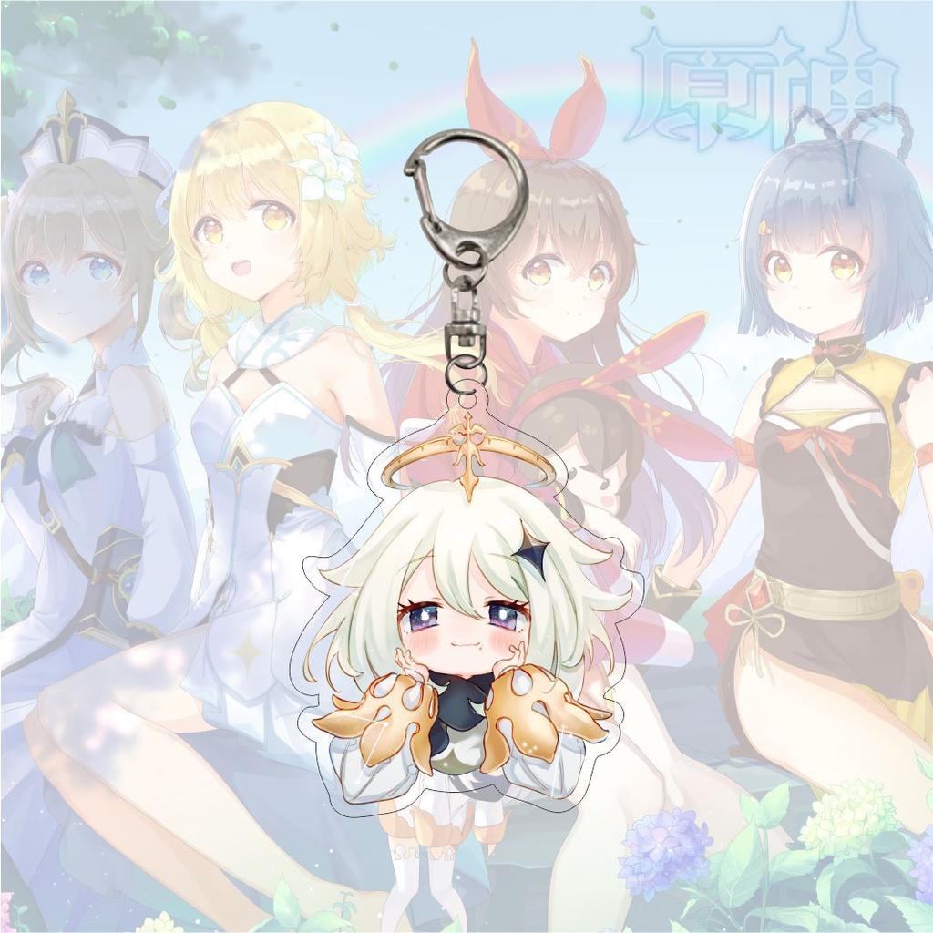Cartoon Anime Genshin Impact Keychain Acrylic Double Sided Transparent Key Chain Ring Keyring Accessories Jewelry For Fans Gifts