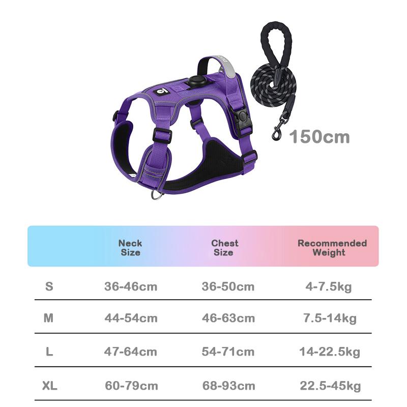 No-Pull Dog Harness for Large Dogs with GPS Tracker Slot Heavy Duty Reflective Adjustable Pet Vest Harness for Outdoor Walking