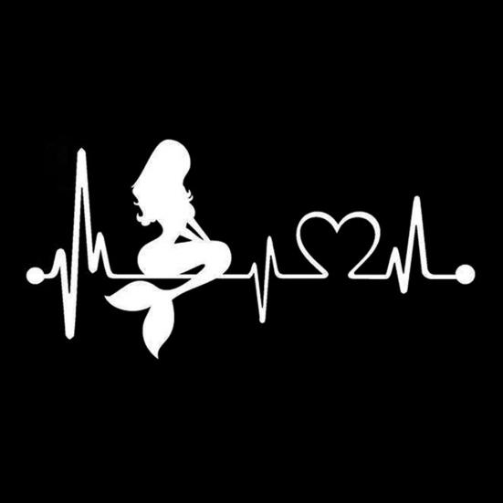Waterproof Removable Mermaid Art Car Heartbeat Lifeline Decal Sticker