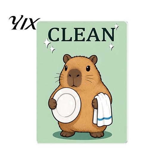 Easy Flip Dishwasher Indicator Clean Dirty Magnet, Acrylic Cartoon Animal Sign, Status Reminder Double-Sided & Magnet for Kitchen Decoration