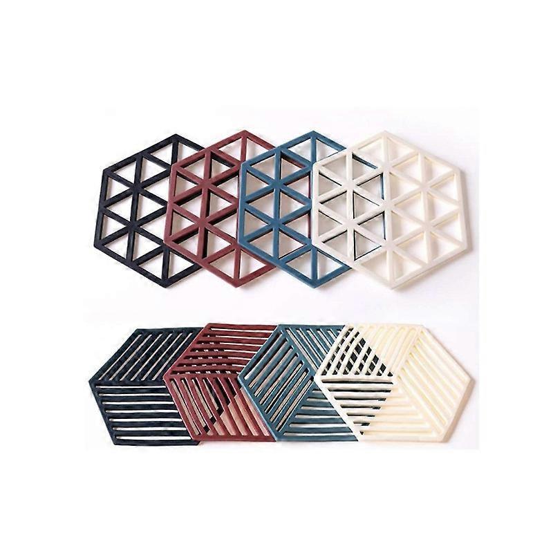 Silicone Trivet Mats And Hot Pads 8 Pcs 5.63 4.92 In Hexagon Heat Resistant Multifunction Kitchen Tool For Bowl Mats, Dish Mats, Placemats, And Drink