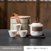 Yangzhiyu ceramic travel tea set: one pot, three cups, Kuaike cup, outdoor travel exquisite small set, single-person drinking tea set