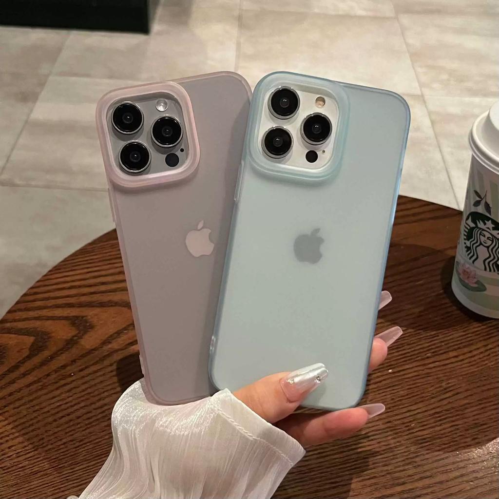 Capa de Celular Fashion Soft Matte Candy Para iPhone 17 16 11 12 13 14 15 Pro Max Plus X XS Max Capas Transparentes de Borda