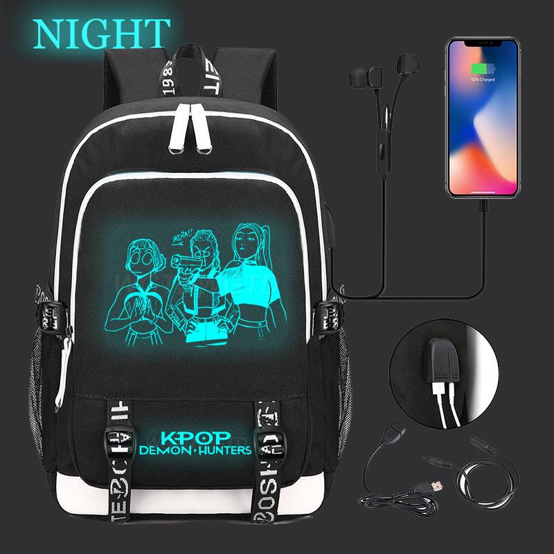 Witch Hunters Peripheral Casual Luminous Backpack Multifunctional with USB School Bag Large Capacity