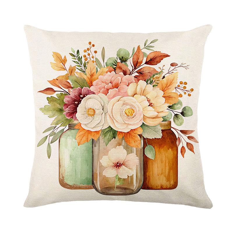 1pc Orenge Cushion Cover Pumpkin Printed Pillowcase Durable Washable Cover 2025 New for Home Cushion Thankgiving Day Decoration