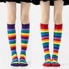 Breathable Cosplay Socks Rainbow Colors Rainbow Striped Socks Funny Calf Socks For Girls