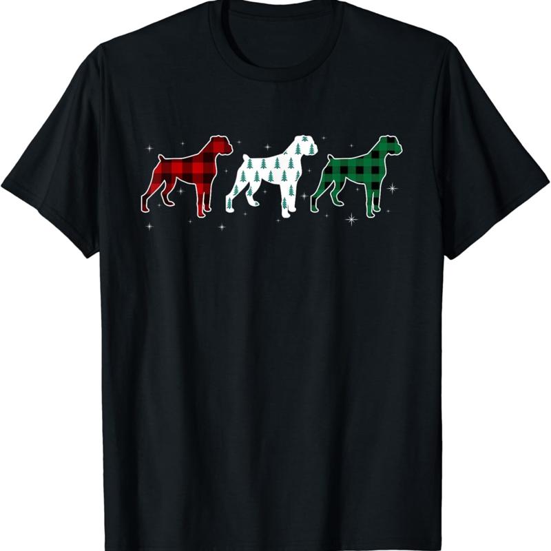 

Funny Boxer Red Plaid Christmas Puppy Dog Lover T Shirt 5XL різнокольоровий