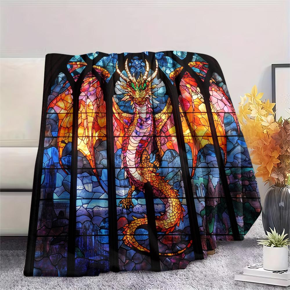Colorful Dragons  Print Flannel Blanket, High quality Comfortable for All Seasons, Home Decor, Warmth and Comfort