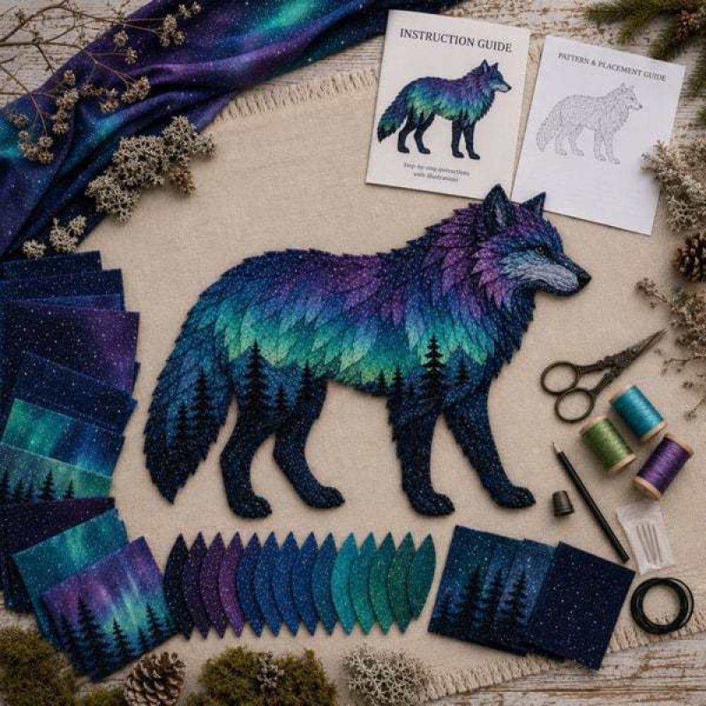 Handmade Patchwork Sewing Kit Starry Fabric Wildlife Craft Set Home Decor