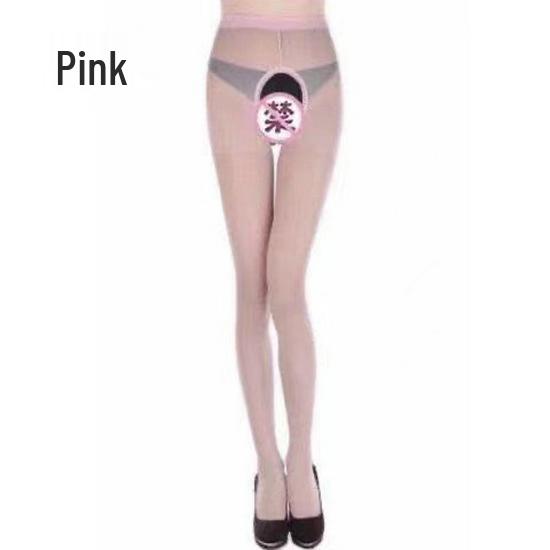 Tifei Women's Sexy Nightclub Open Crotch Stockings: Thin Flesh-Colored Pantyhose & Black Fishnet Lingerie.