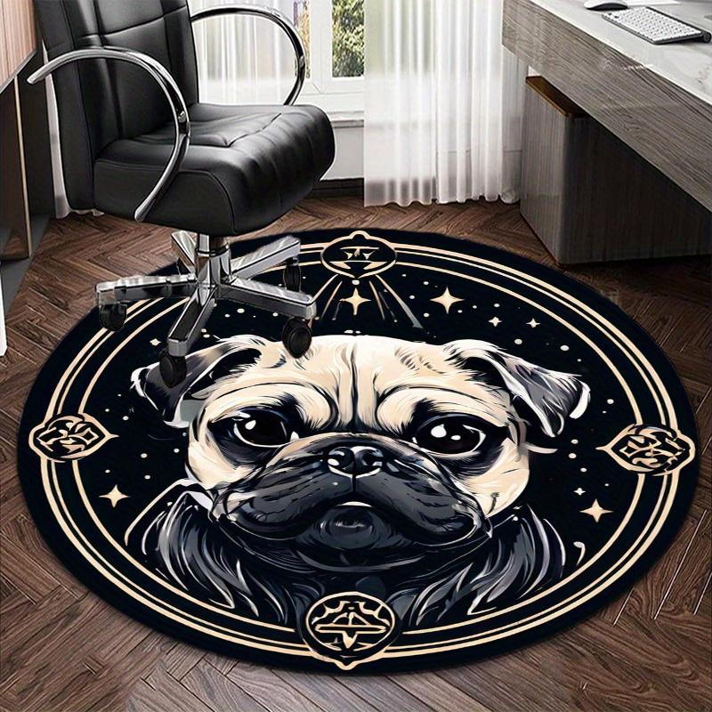 S Shapi Dog Round Rug Nonslip Area Rug Office Chair Mat Carpet For Living Room Bedroom Home Decor