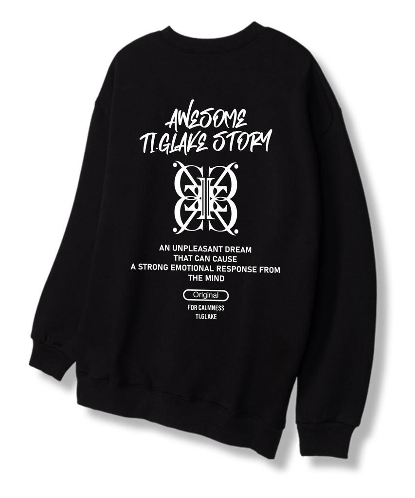 TI.GLAKE Big Logo Story Sweatshirt Black [Fleece Lining]