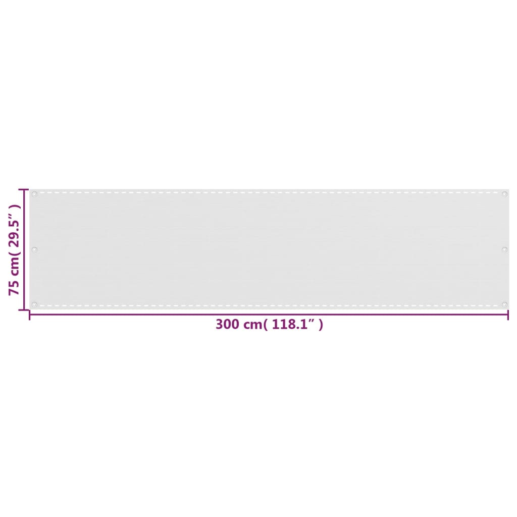 Balcony Privacy Screen White 75 X 300 Cm HDPE