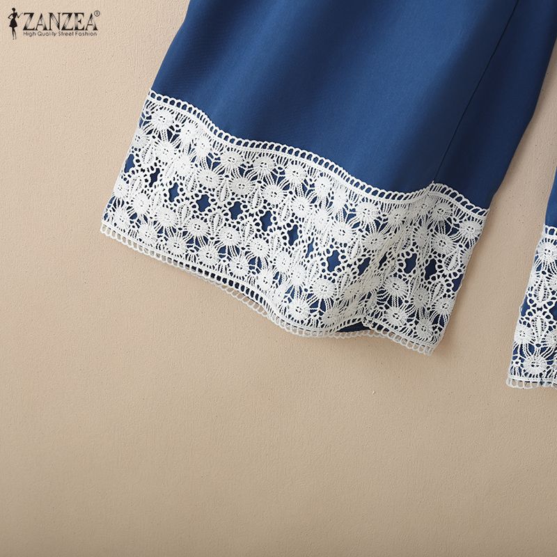 ZANZEA Women Casual Elastic Waist Loose Patchwork Loose Pants