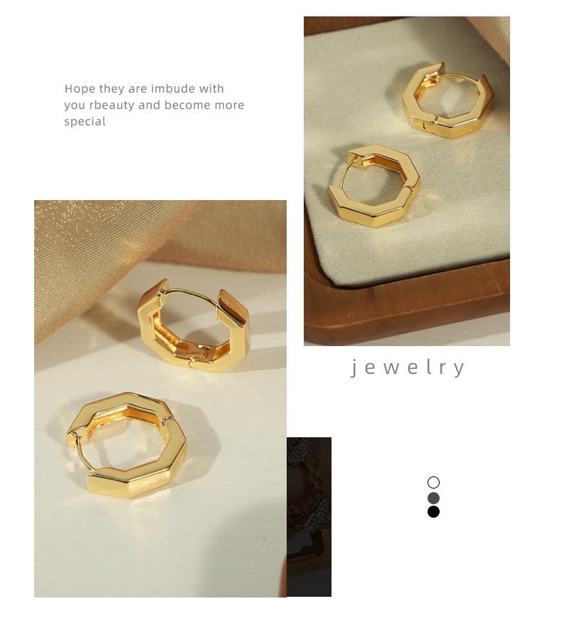 18K Gold Plated Geometric Polygon Earrings - Elegant & Versatile Design