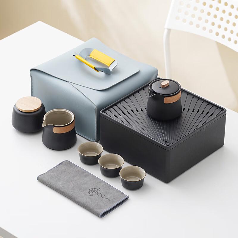 Portable Kung Fu Tea Set - Zen Black Travel Edition 3 Cups