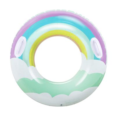 Ninonly Inflatable Ring for Adults and Children, with Handles, O-shaped, for Pool, Swimming, Water Play, Unisex, 120cm (Cloud Pattern)