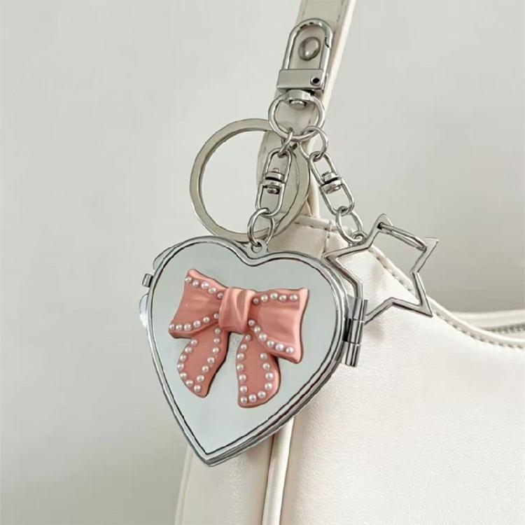 Lovely Butterfly Heart Mirror Keychain Perfect For Keys Bags And Earphones Trendy Phone Ornament for Women