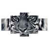 White Tiger Face 5 Piece Five Panel Wall Canvas Print Modern Poster Picture Home Decor Gift For Him For Her