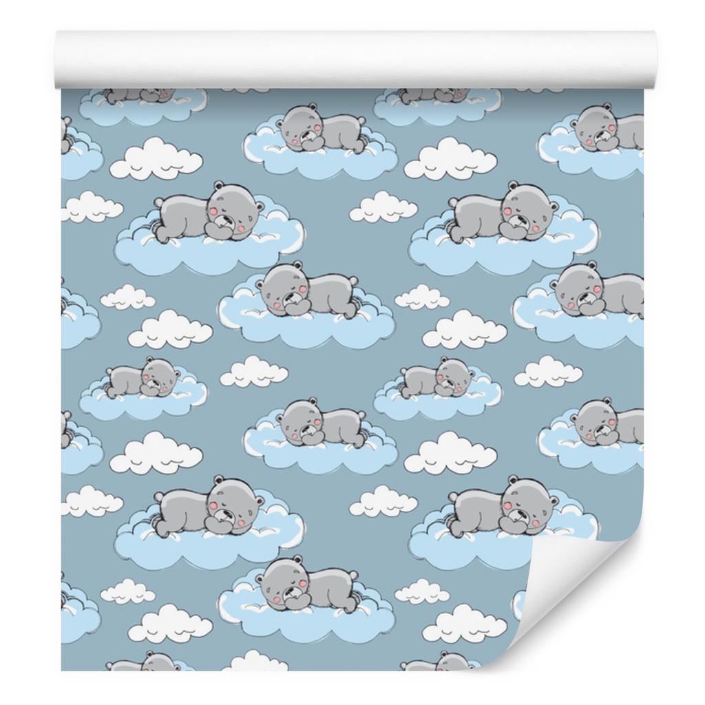 Sleeping Teddy Bears in the Clouds Wallpaper for Living Room and Bedroom 50x1000