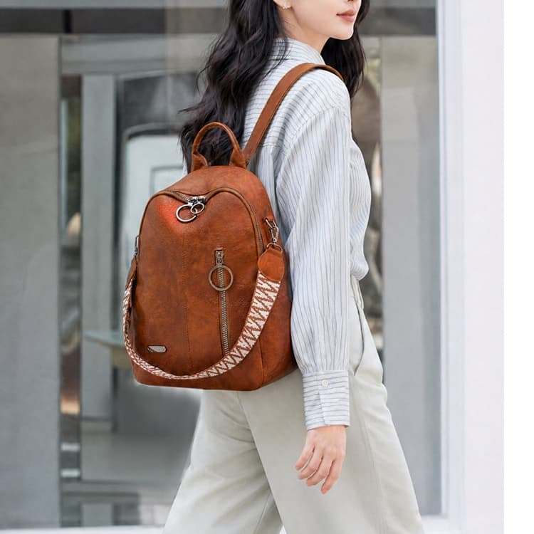 Vintage Backpack Wide Ribbon Shoulder Backpack