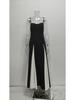 European & American Women's Color Block Loose Fit Waist-Cinched Vacation Dress