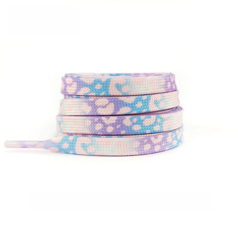 Fashion Flat Shoelaces for Sneakers Color Leopard Print Tie-dye Gradient Shoelace Rope Men Women for AF1 AJ1 Canvas Shoe Laces