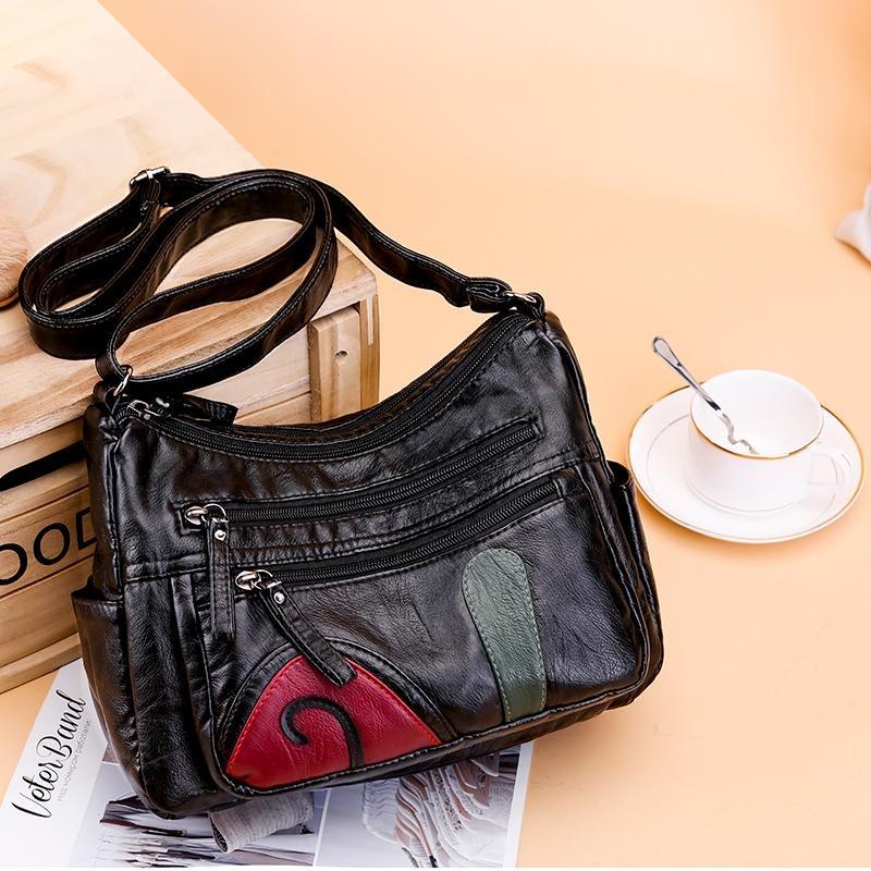 Black Winter Style Washed Leather Luxury Handbags Women Bags Designer Ladies Shoulder Crossbody Bags For Women