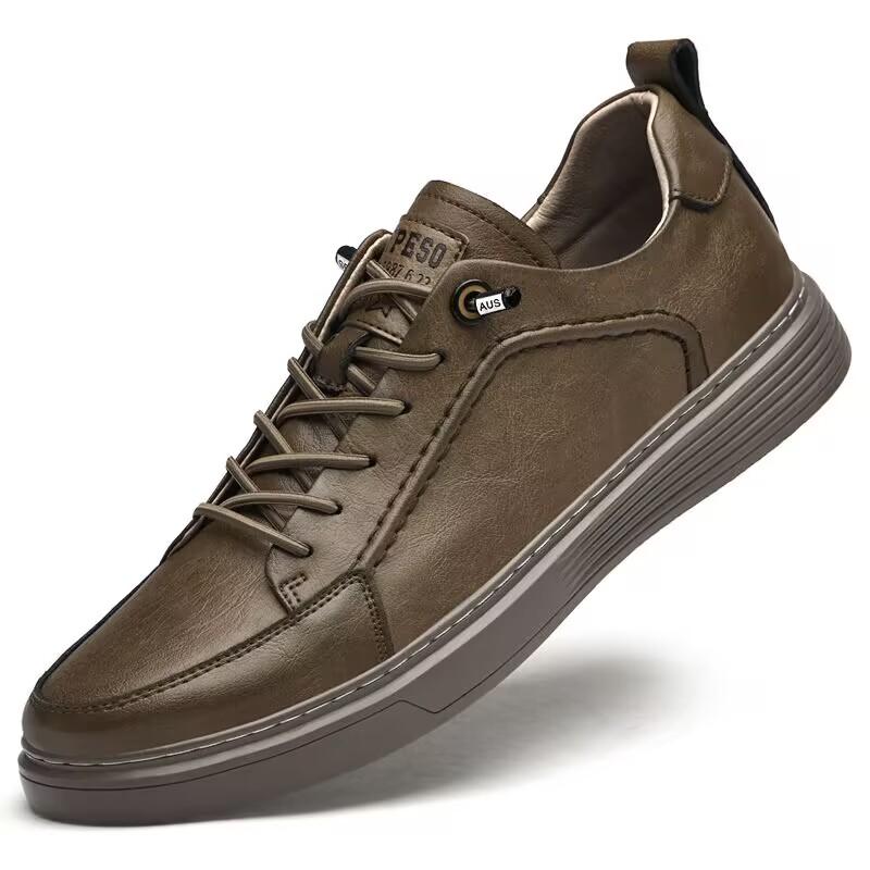 2026 Spring Men's Genuine Leather Shoes High Quality Black Soft Sole Flat Casual Shoes Outdoor Oxford Shoes Mens Sports Shoe Men