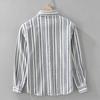 2025 New Japanese-Style Striped Long-Sleeve Shirt Jacket Hong Kong Literary Style College Style Men's Casual Shirt Wrinkle-Free