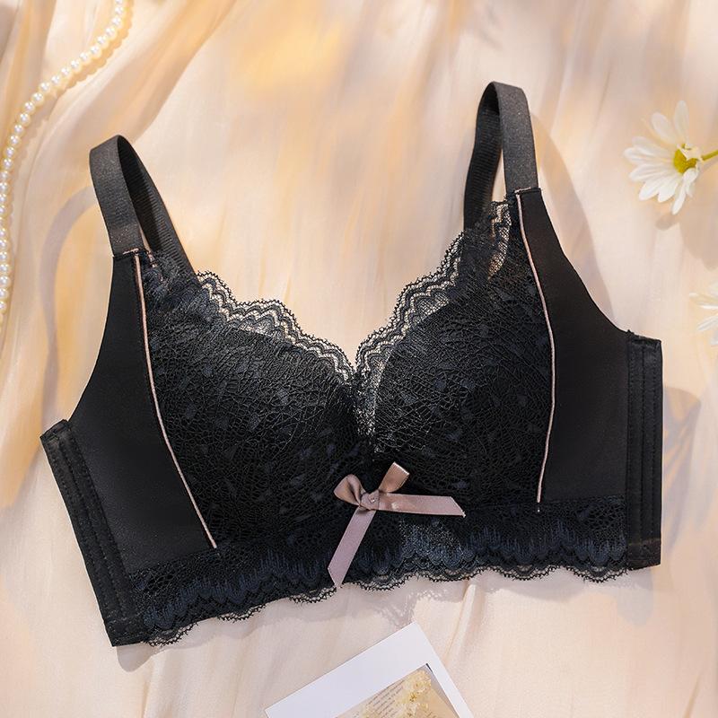Twilight Clouds Double Breasts Anti-sagging No Steel Rim Lace Upper Support Adjustable Bra Set