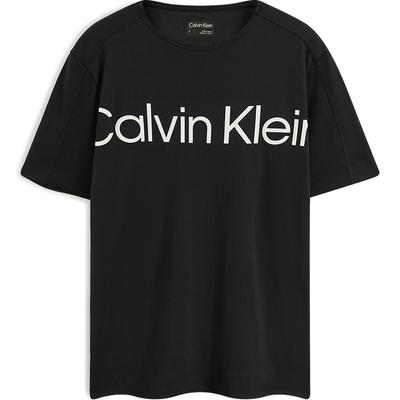 Logo Besticktes Rundhals-T-Shirt mit lockerem Schnitt und kurzen Ärmeln für Herren Oberteile Schwarz 4MS3K102-001