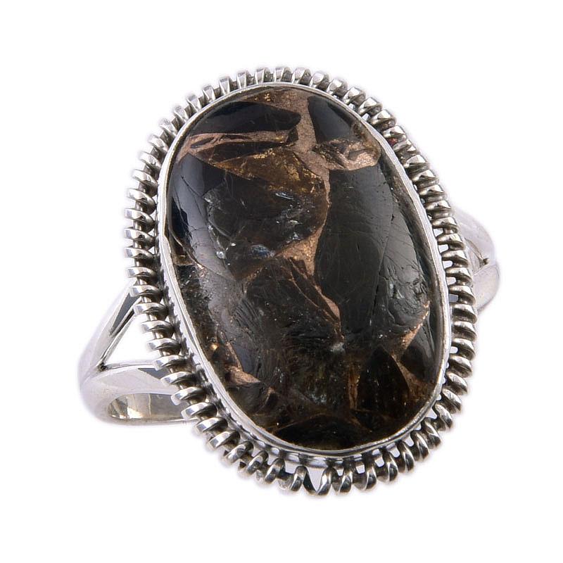 Natural Black Copper Turquoise 925 Solid Sterling Silver Jewelry Ring S.9.5 K0m43