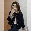2026 Women's High-End Retro Plaid Corduroy Jacket for Spring/Autumn/Winter - Dark Blue