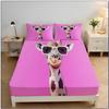Giraffe Kids Fitted Sheet Single Size,Cute Giraffe Family Bed Cover with 1 Pillowcase 75*50,Cartoon Animal Theme Bedding Set