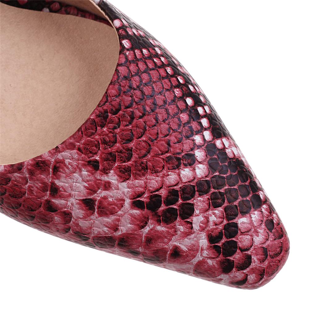 Fashion 2025 Spring Shoes Woman Pumps 7CM Snake Print High Heels Pointed Toe Split Leather Beige White Red Blue Shoes Square Heels Women