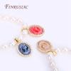 3 Colors Inlaid Zircon Oval Cameo Pendants For Necklace Making,18K Real Gold Plated Connector Charm For DIY Bracelet Material