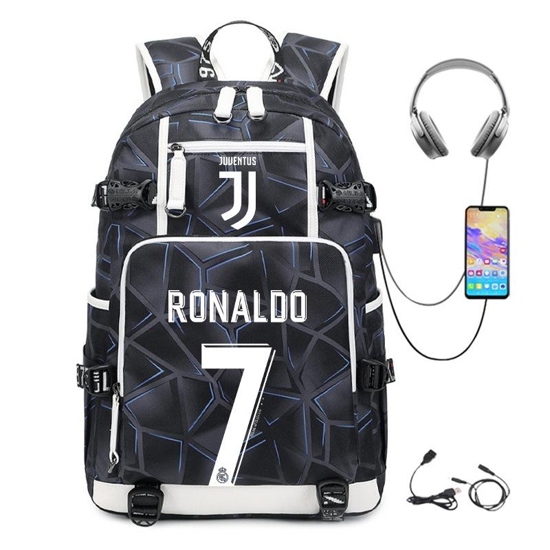 Football Star Cr7 Peripheral Personality Print Youth Backpack Large Capacity Leisure Travel Bag