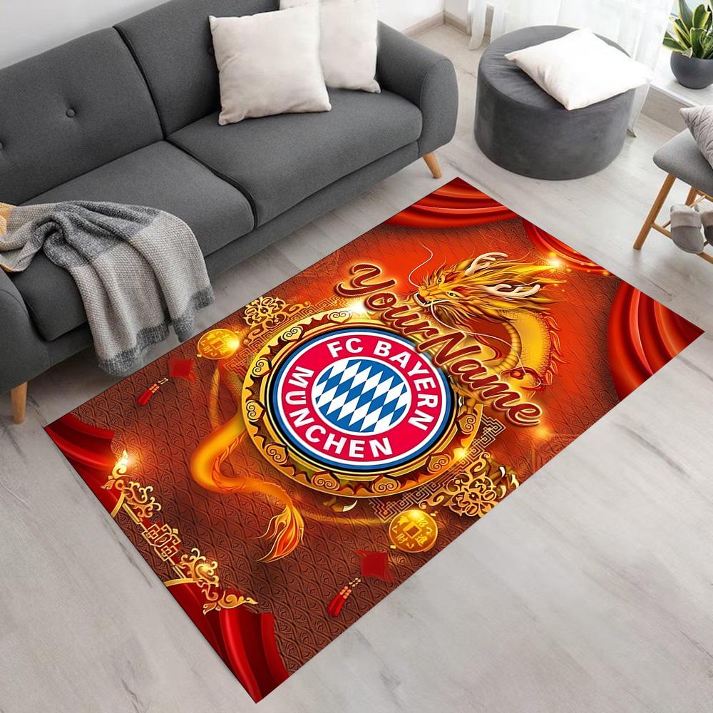 Bayern Munich Customize Text Carpet Design for Playrooms Dining Room Living Rooms Game Room Anti-slip Rug Decorate Offices Best for Christmas