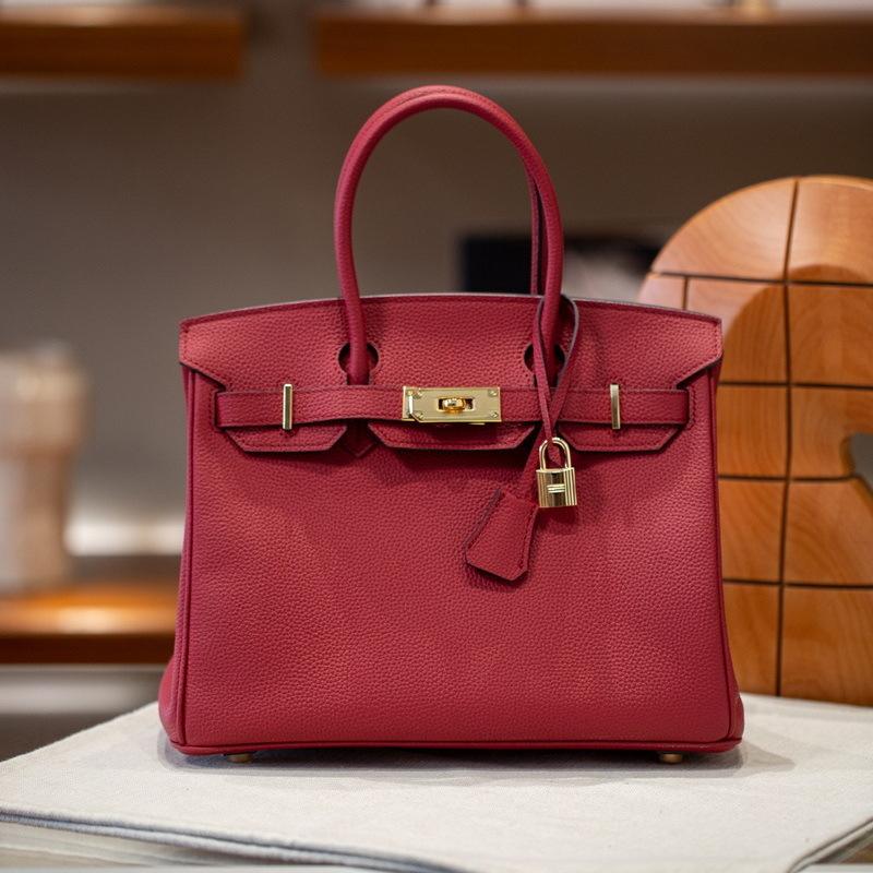 Gold buckle silver buckle top layer cowhide togo leather platinum bag (togo-2530BK)